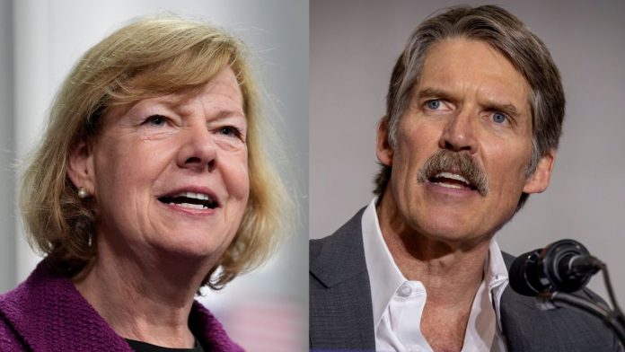 A side-by-side of Sen. Tammy Baldwin and U.S. Senate candidate Eric Hovde. (AP Photo)